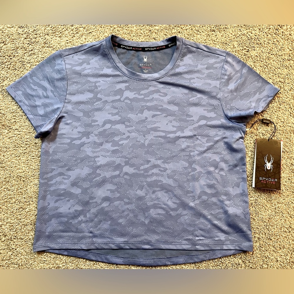 Spyder womens t-shirt activewear blue camo size Large